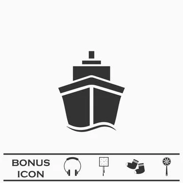 Ship icon flat Stock Illustration