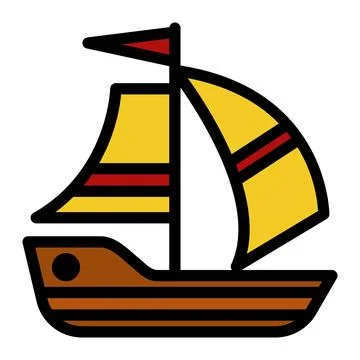 Ship Icon in Flat Outline Style. Isolated on White Background Stock Illustration