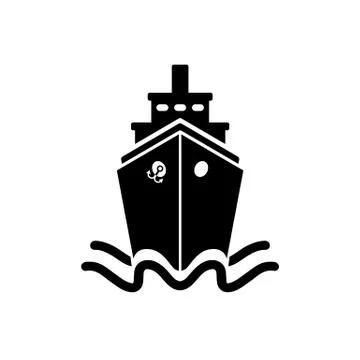 Ship icon in flat style. Black pictogram on white Stock Illustration