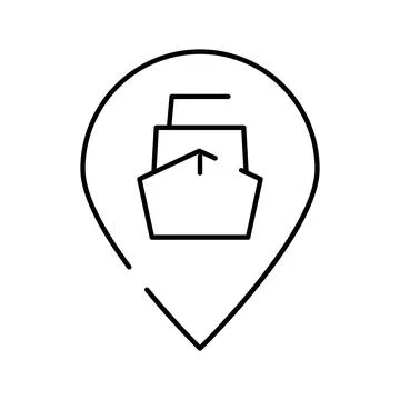 Ship icon inside location pin for cargo tracking 스톡 일러스트