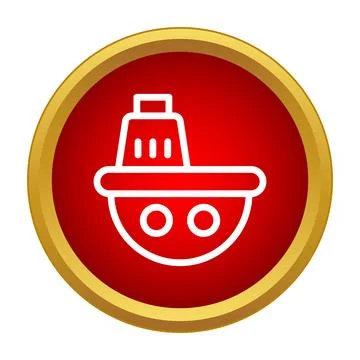 Ship icon in red circle delivering marine transportation services Illustrazione stock