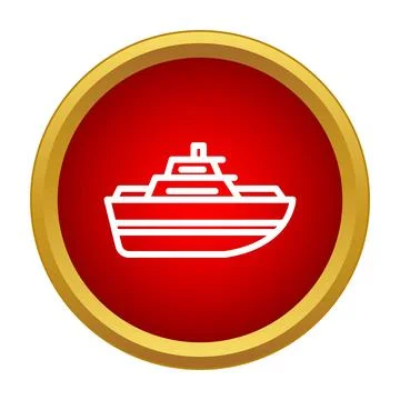 Ship icon in red circle for navigation symbol Stock Illustration
