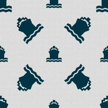 Ship icon sign. Seamless pattern with geometric texture. Vector Illustrazione stock