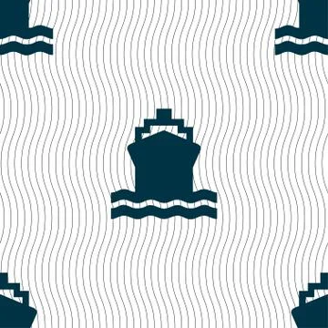 Ship icon sign. Seamless pattern with geometric texture. イラスト素材