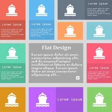 Ship icon sign. Set of multicolored buttons with space for text. Vector Stock Illustration