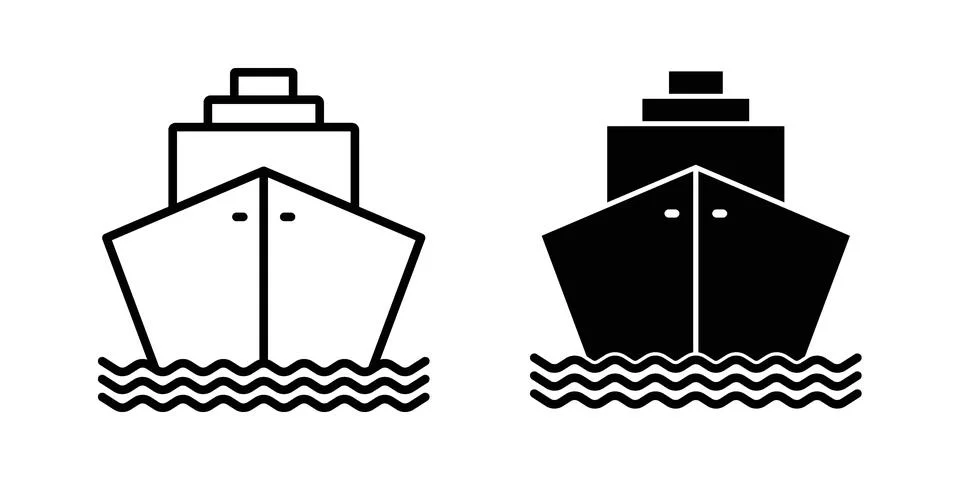 Ship icon symbol  illustration bundle in black colour Stock Illustration