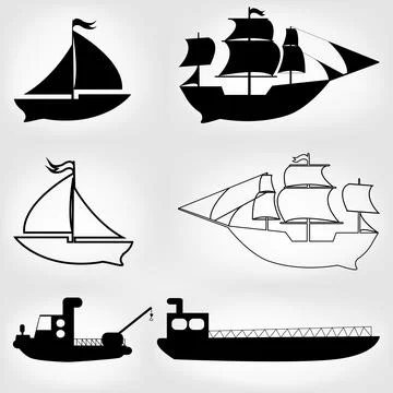 Ship icons set Stock Illustration