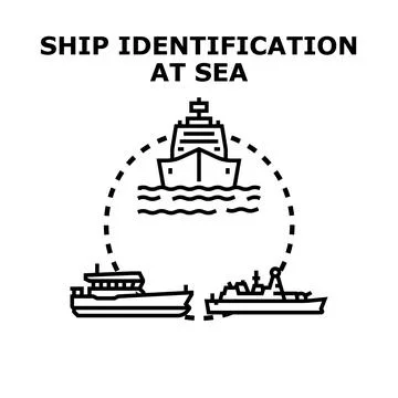 Ship identification at sea concept vector Stock Illustration