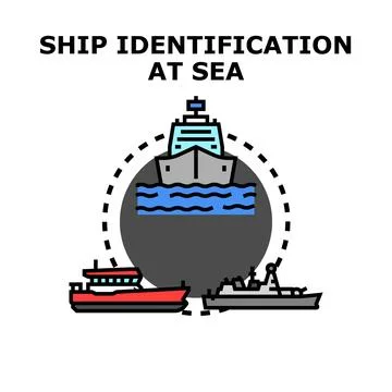 Ship identification at sea concept vector Stock Illustration