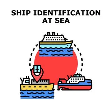 Ship identification tracking maritime transport navigation Stock Illustration