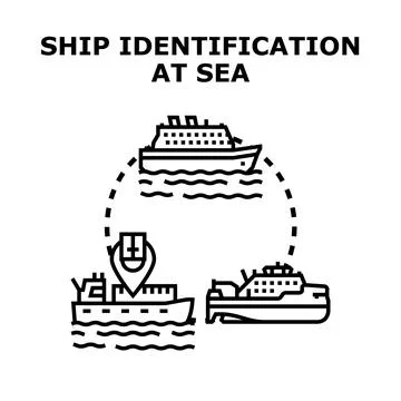Ship identification tracking maritime transport navigation Stock Illustration