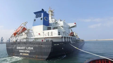 A ship inside the port Stock Footage 118758502
