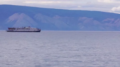 The ship on Lake Baikal Stock Footage 95644978