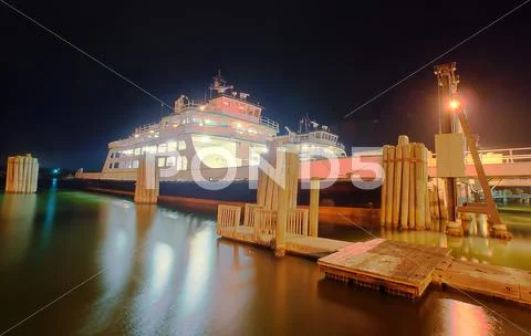 Ship on a lake Stock Photos