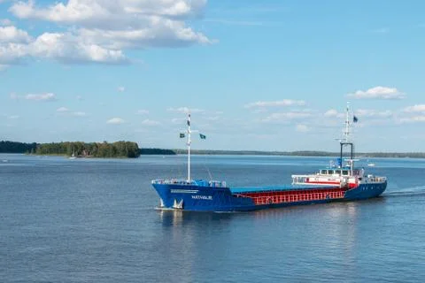 Ship on the lake 스톡 사진