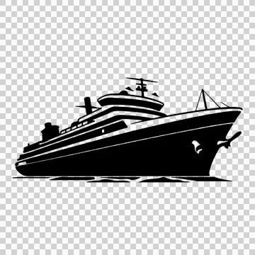 Ship Large Passenger Side View floating hull decks Stock Illustration