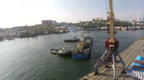 The ship leaves the port. continued Stock Footage 61535317