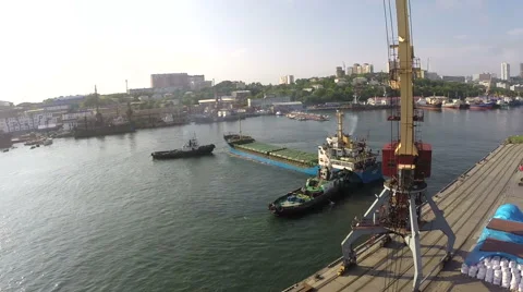 The ship leaves the port. continued2 Stock Footage 61535827