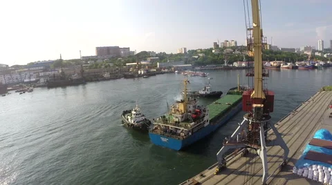 The ship leaves the port Stock Footage 61534662