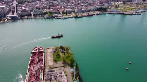 The ship leaves the port Stock Footage 168568228