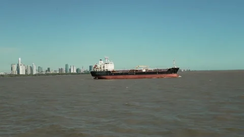 Ship leaving Buenos Aires 1 Stock Footage 231893232