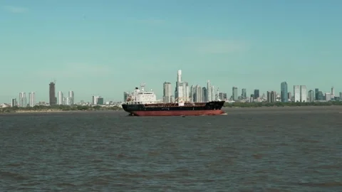 Ship leaving Buenos Aires 2 Stock Footage 231894009