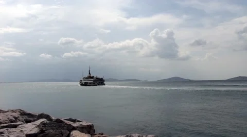 Ship leaving the coast Stock Footage 41847747