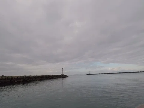 Ship Leaving Dock To The Ocean Oxnard Beach California With Sound - GOPR0224 2 Stock Footage