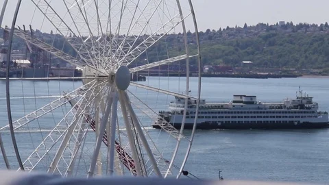 Ship leaving or approaching bay, wheel Stock Footage 78555169