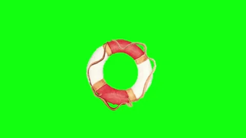 Ship Lifebuoy on Green Screen Background Stock Footage 336260593
