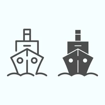 Ship line and solid icon. Voyage illustration isolated on white. Sea cruise Stock Illustration
