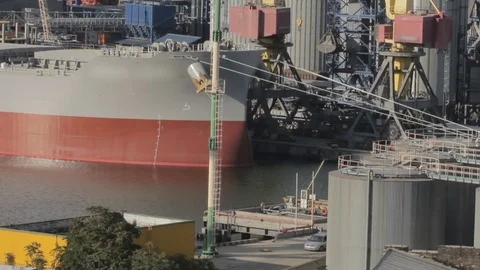 Ship for loading cargo in seaport Stock Footage 79662099