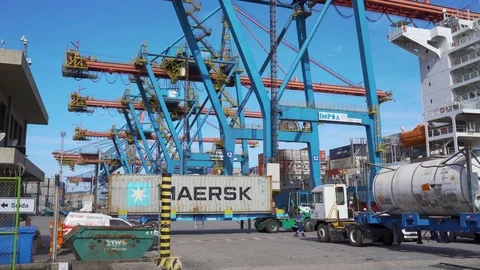 Ship loading Container in Terminal at Santos Brazil harbor Video stock 113741970