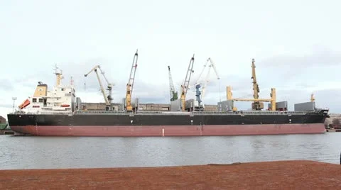Ship loading in harbour Stock Footage 10882986