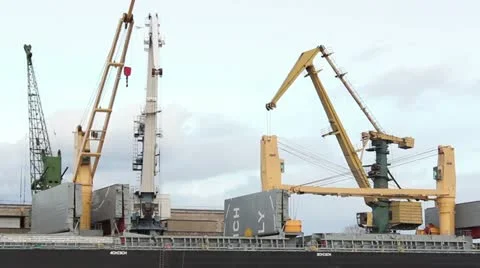 Ship loading in port Stock Footage 10882998