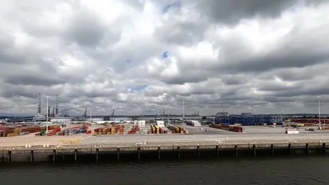 Ship loading in port. Ship loading in port, tanker ship under cargo operations. Stock Footage 218863053
