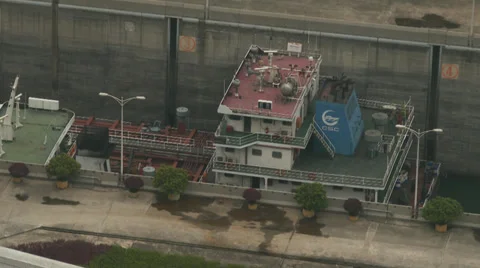 Ship in Lock at Three Gorges Dam Stock Footage 39832905