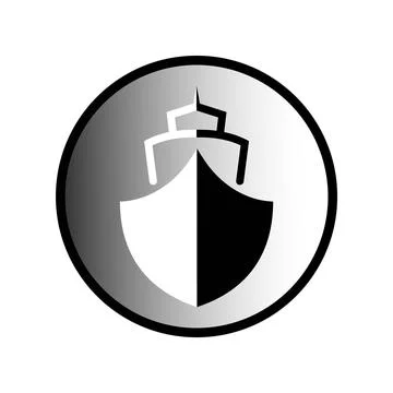 Ship logo black white Stock Illustration