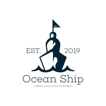 Ship logo design concept vector Illustrazione stock