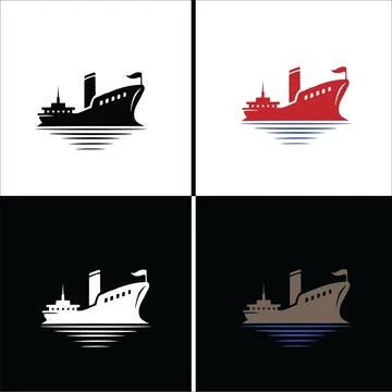Ship logo icon set Stock Illustration