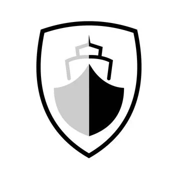 Ship logo in shield Stock Illustration