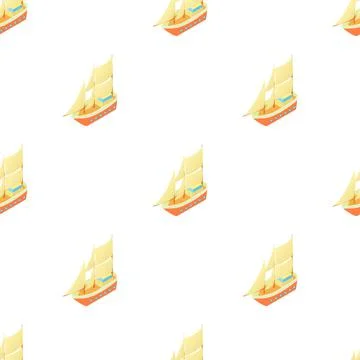 Ship with many sails pattern seamless vector Stock Illustration