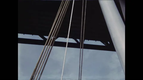 Ship Mast Passes Under Bridge Stock Footage 47643729