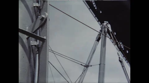 Ship Masts Pass Under Bridge Stock Footage 47643625
