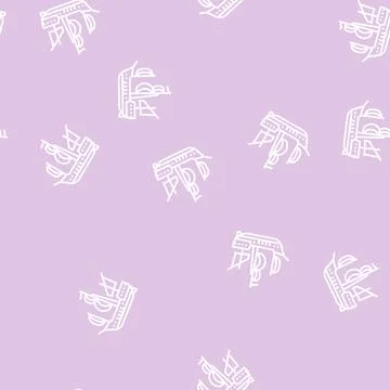 Ship medieval line seamless pattern Stock Illustration
