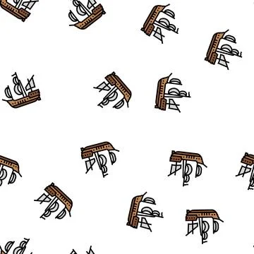 Ship medieval vector seamless pattern Stock Illustration