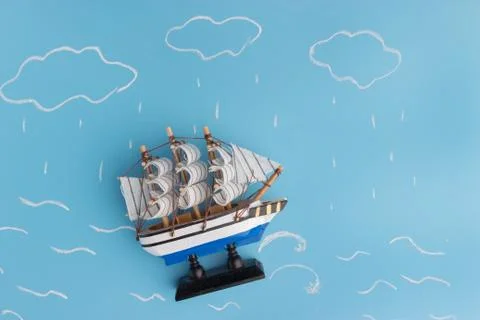 Ship model in a storm Stock Photos