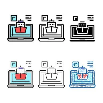 Ship modeling computer clean program color icon vector Stock Illustration