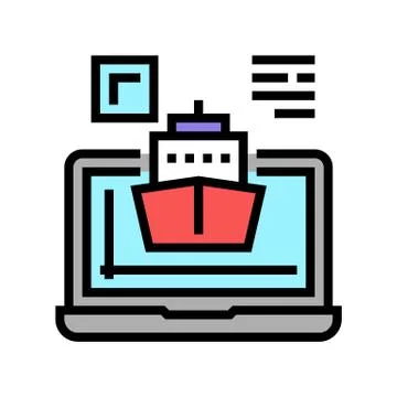 Ship modeling computer program color icon vector illustration Stock Illustration