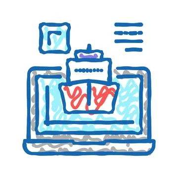 Ship modeling computer program icon doodle illustration イラスト素材